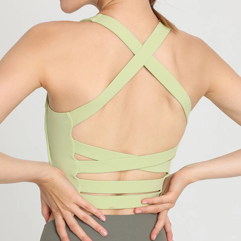 QINACTIVE Sports Bra Soft Breathable Push Up Sports Bra for Women Hollow Out Elastic Yoga Jogging Underwear