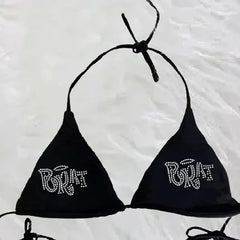 Women's Vintage Spliced Diamond Bikini Set - Sexy Triangle Lace-Up Micro Bikini