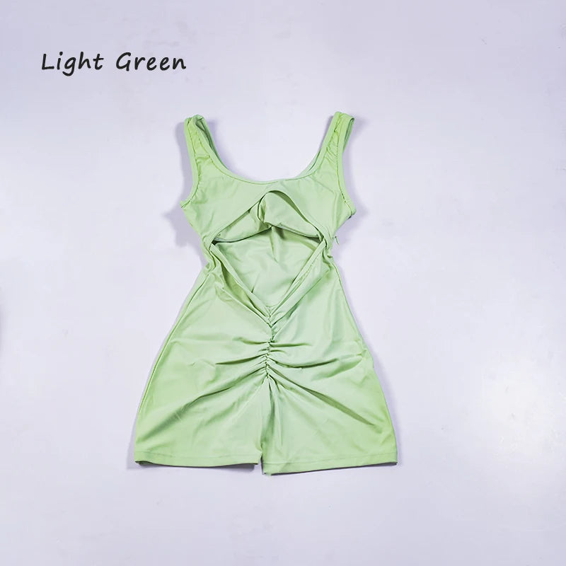 QINACTIVE sports jumpsuit quick drying integrated V-shaped back running fitness suit tight fitting beautiful back yoga suit