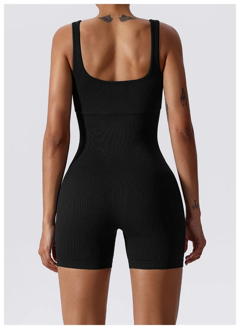 Dam Yoga-sparkbyxor i ett stycke med magkontroll, sömlös ribbad jumpsuit, vadderad sport-bh, tränings-sparkbyxor, mode, fitness, sportkläder