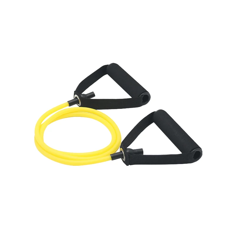 5-level resistance bands with handles for home workout, strength training, and full-body fitness exercises.
