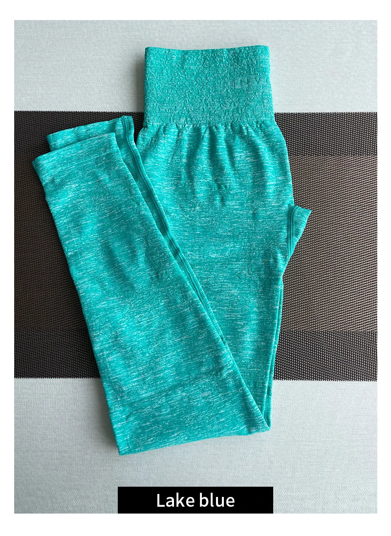 Kvinnors yogaleggings höftlyftande gym sömlösa sportbyxor hög midja fitnessleggings bubbelrumpa träning digital sömlös