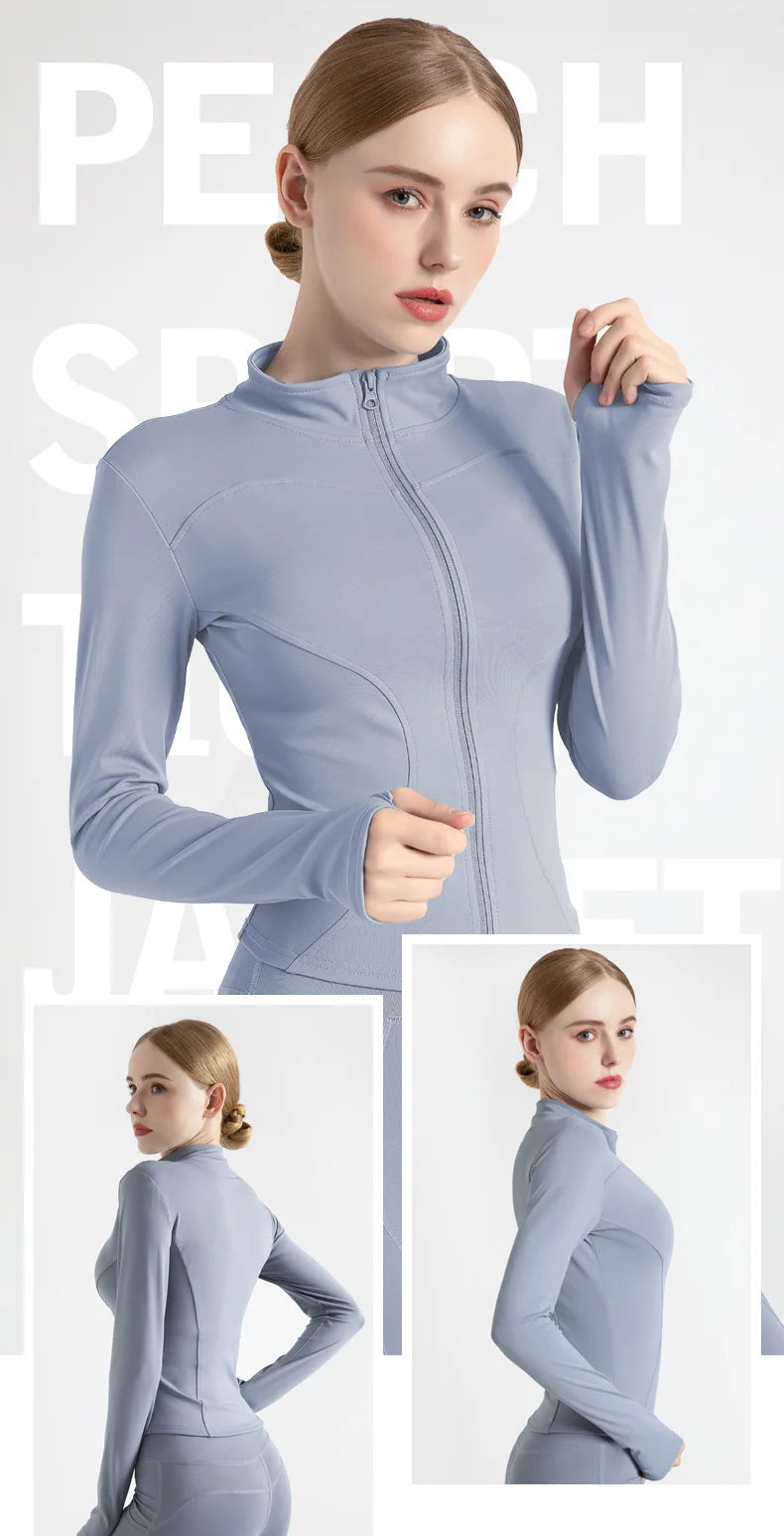 SOISOU Women's Jacket Yoga Sport Gym Coat Athletic Fitness Tight Fit Long Sleeved With Thumb Holes Jacket Womens Clothing