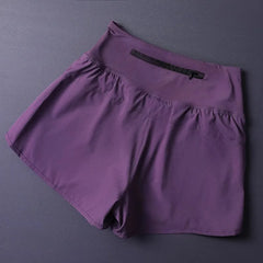 Women's 2-in-1 Running & Yoga Shorts - Lightweight Breathable Gym Shorts with Pockets