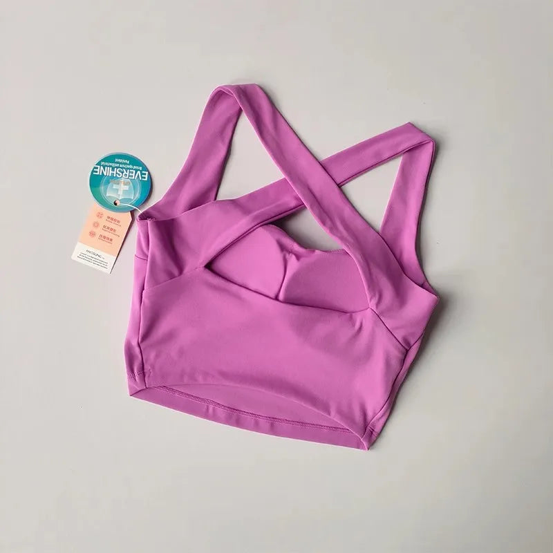 Women Cross Strap Sports Bra Top High impact Push Up Running Bras Sport Bra Yoga Gym Crop Top Brassiere Fitness Top Sport Bra