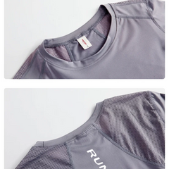 DRUR Long Sleeve Mesh Yoga Top - Loose Fit Breathable Workout Tee