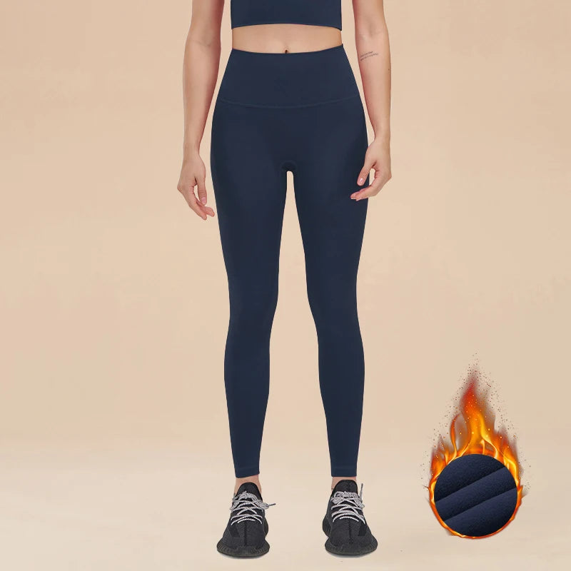 SOISOU Nylon Winter Warm Leggings Yoga Gym Women's Pants Invisible Waist Pocket Soft Elastic High Waist Sexy Woman Clothing
