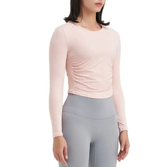 SOISOU Nylon Women Tops Gym Yoga Shirts Sportswear Tight Elastic Breathable Comfortable Sports Top Yoga Wear Womens Clothing