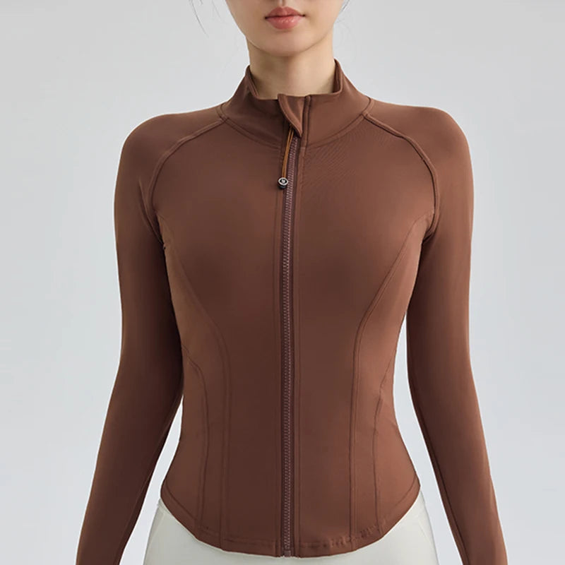 Women's Tight-Fitting Yoga Sports Jacket - Quick-Dry Running Fitness Outerwear