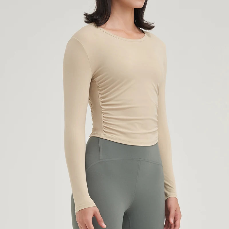 SOISOU Nylon Women Tops Gym Yoga Shirts Sportswear Tight Elastic Breathable Comfortable Sports Top Yoga Wear Womens Clothing