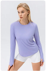 Women's Ice Silk Sun Protection Long-Sleeve Yoga Top - Breathable Running T-Shirt