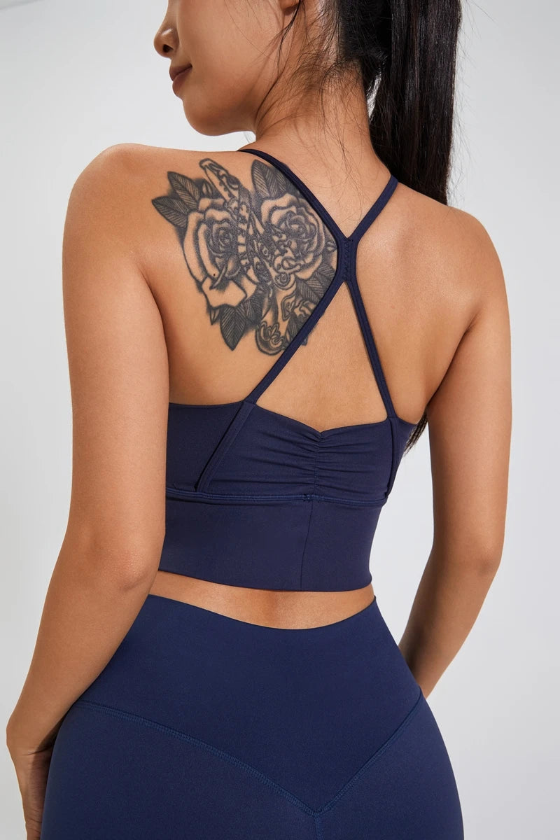 QINACTIVE Women’s Stylish Pleated Sports Bra – Beautiful Back & Quick-Dry Fit