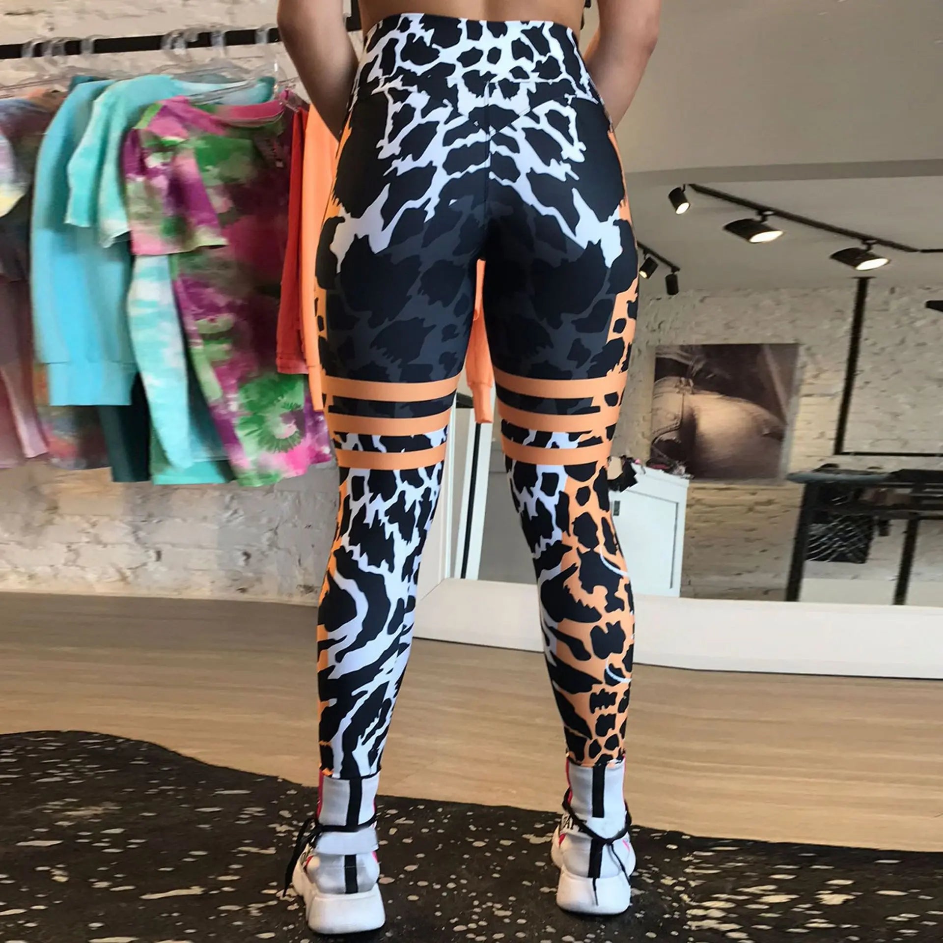 Leopard Stripe 3D Print Women's Pants Push Up Running Sports Leggings Slim Pants Female Casual Trousers Fitness Leggings Women