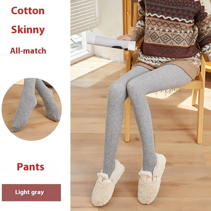 Maternity Vertical Stripe Cotton Pantyhose - Autumn & Winter Warm Padded Tights