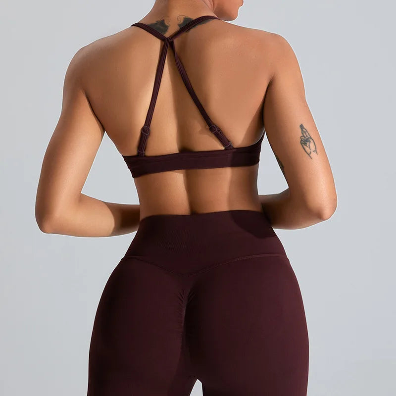 NCLAGEN Seamless Push-Up Sports Bra – High Support, Adjustable Straps, Yoga Top