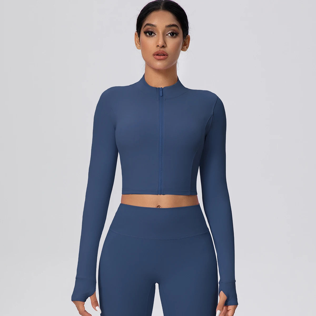 Women's Solid Color Zipper Yoga Jacket - Naked Feel Slim Fit Gym Top
