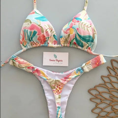 2026 New Women's Sexy Halter Bikini Set - Lace-up Brazilian Thong Swimwear