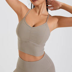 QINACTIVE Women’s Stylish Pleated Sports Bra – Beautiful Back & Quick-Dry Fit