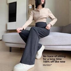 Autumn & Winter Wide-Leg Maternity Pants - Loose Straight Elastic Waist Trousers