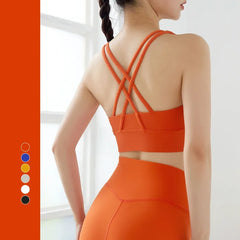 Women's Push-Up Cross-Back Sports Bra - Shock-Absorbing Gym & Running Crop Top