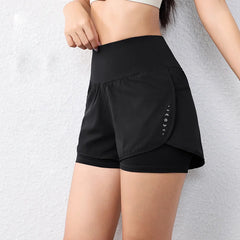 Quick-Drying Women's Running Shorts - Elastic Waist Active Sports Shorts with Pockets