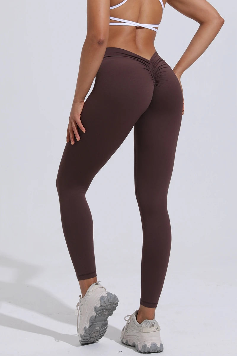 QINACTIVE V-Back Leggings Sports Yoga Pants Women Fitness Gym Tights High Waist Leggings Push Up
