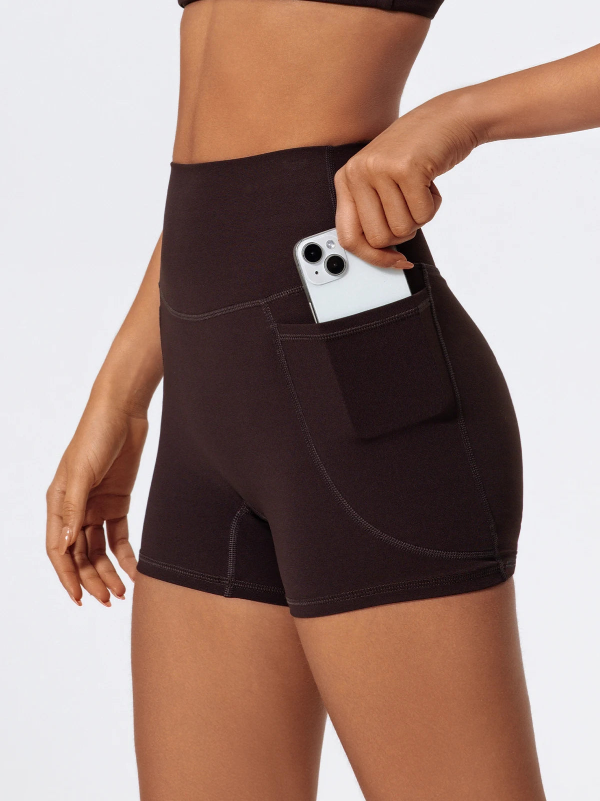 Ctenkevet Women's Pocket Athletic Shorts Running Tight Pants Gym Workout Yoga Trunks Female High Waist Buttock Lift Legging