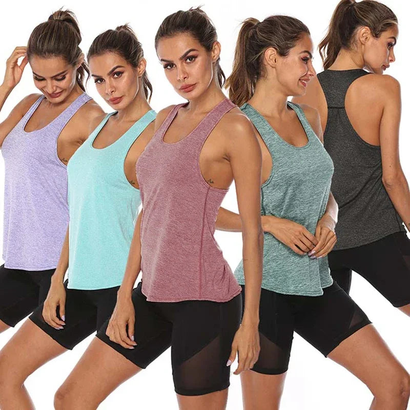 STOUREG Women Sleeveless Racerback Workout Yoga Tank Tops  Running Training Yoga Shirts Athletic Gym Fitness Sport Vest