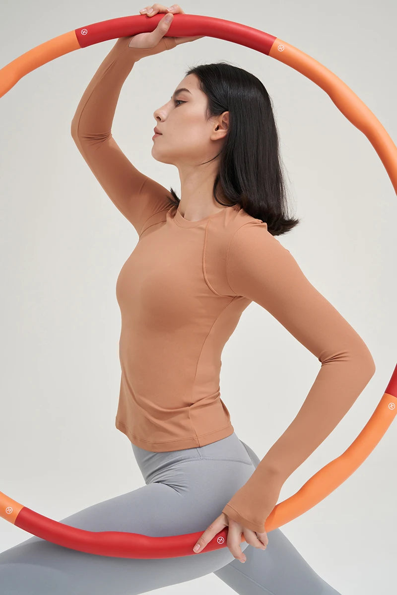 SOISOU Nylon Gym Top Yoga Shirt Fitness Sport Women Clothing Elastic Breathable Pilates Long Sleeve Tops 5 Colors 4 Size