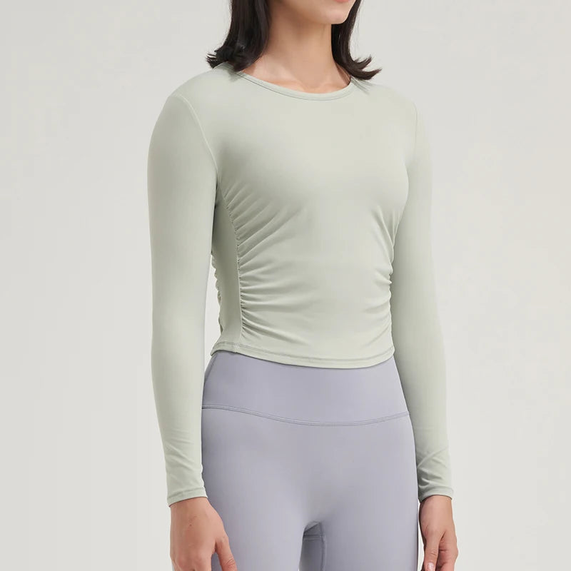 SOISOU Nylon Women Tops Gym Yoga Shirts Sportswear Tight Elastic Breathable Comfortable Sports Top Yoga Wear Womens Clothing