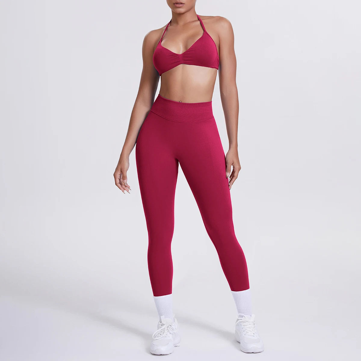 Women's 2-Piece Patchwork Yoga Suit - Tummy Control Slimming Set