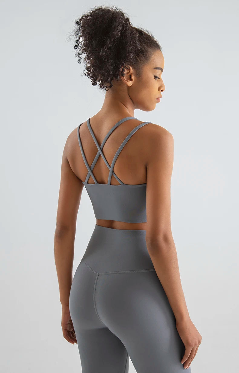 SOISOU New Nylon Yoga Set Women's Tracksuit Fitness Gym Two Piece Set Women Sports Bra Leggings Women Sportwear Breathable
