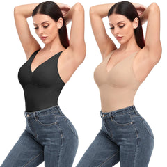 Women's Deep V-Neck Shapewear Bodysuit - Waist Trainer Body Shaper