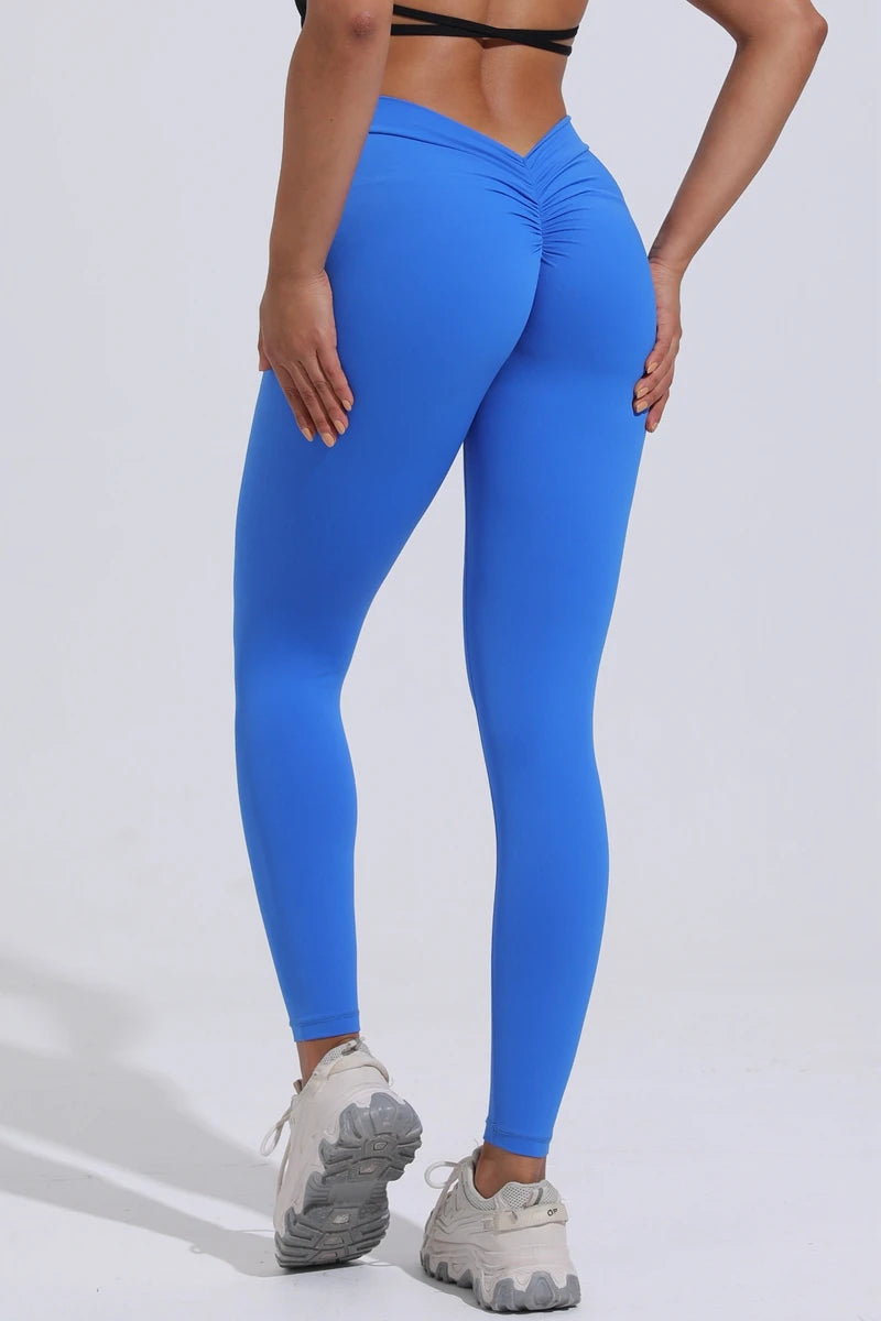 QINACTIVE V-Back Leggings Sports Yoga Pants Women Fitness Gym Tights High Waist Leggings Push Up