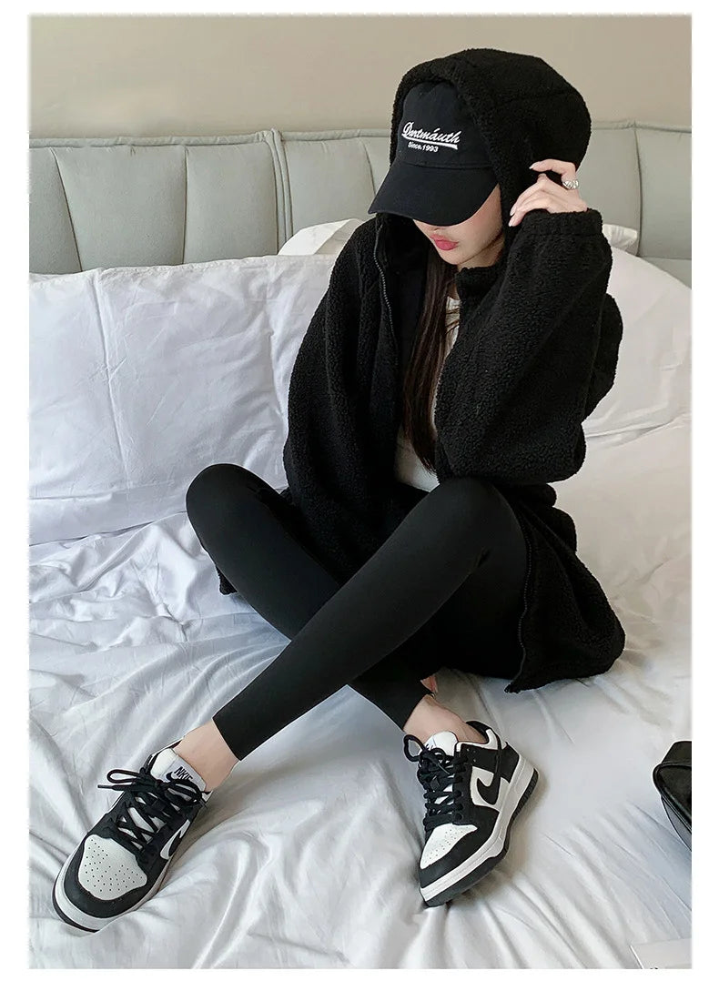 BIVIGAOS Autumn New Thin Rabbit Fleece Shark Leggings Women High Waist Elastic Pressure Slim Sport Fitness Winter Warm Leggings
