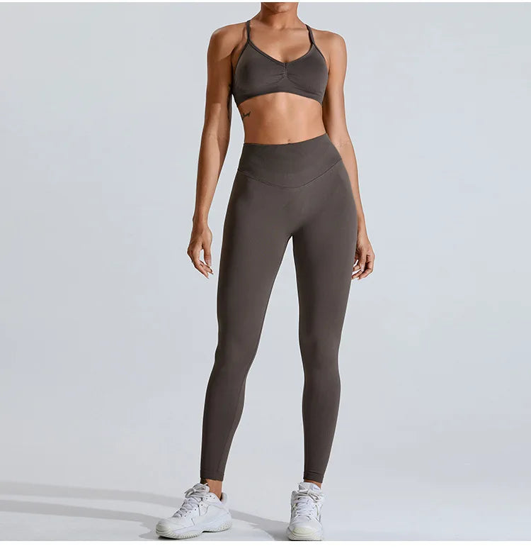 NCLAGEN Women's Seamless Yoga Leggings High V-Waist Tummy Control Scrunch Butt Lifting GYM Workout Pants Outdoor Sports Fitness