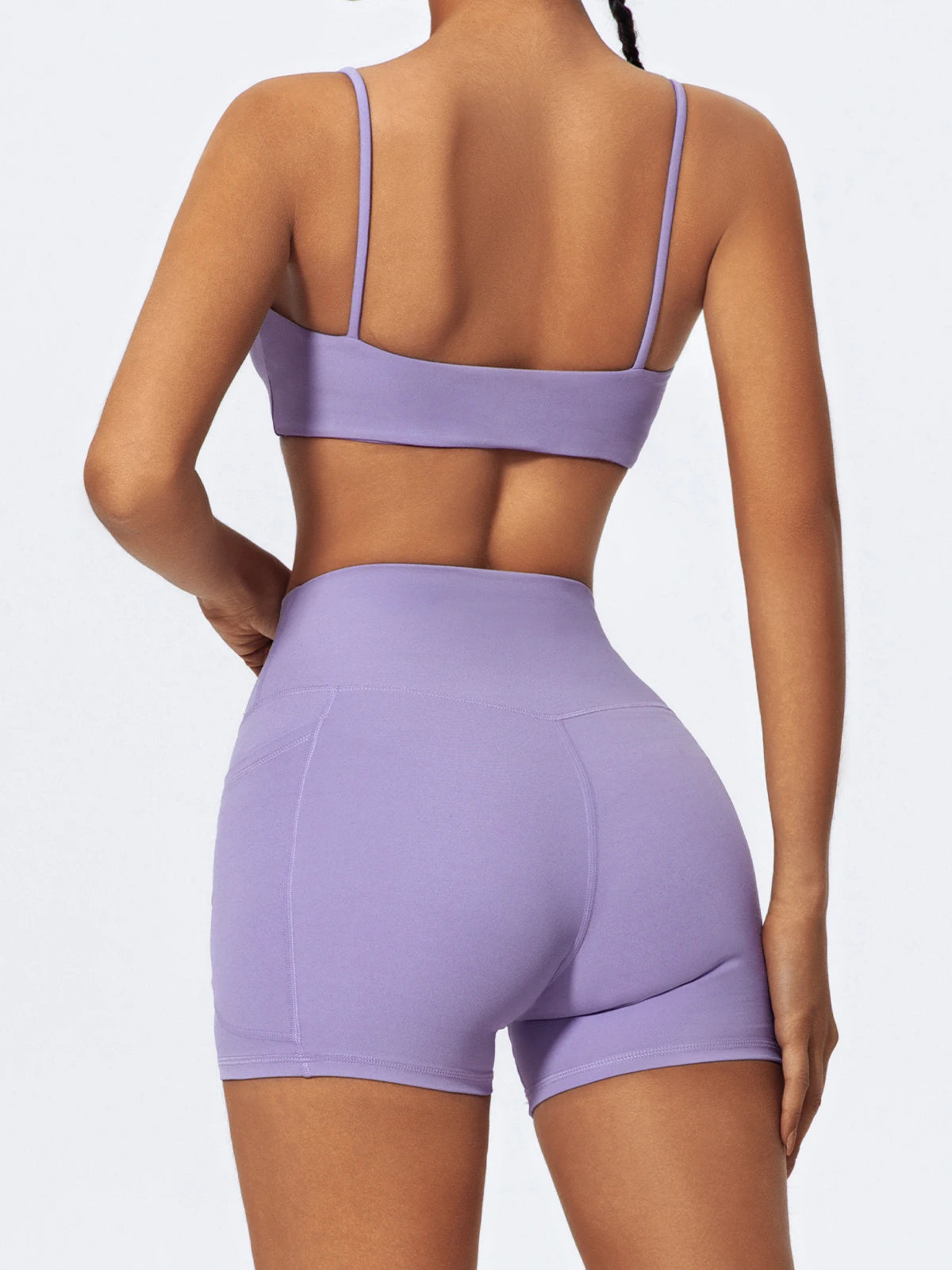 Ctenkevet Women's Pocket Athletic Shorts Running Tight Pants Gym Workout Yoga Trunks Female High Waist Buttock Lift Legging