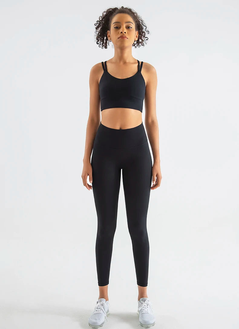 SOISOU New Nylon Yoga Set Women's Tracksuit Fitness Gym Two Piece Set Women Sports Bra Leggings Women Sportwear Breathable