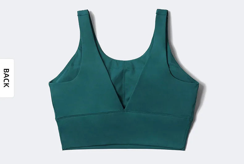 SOISOU Lycra Top Women Yoga Sports Bra Gym Fitness Crop Top Bras For Women Underwear Deep V Beautiful Back Chest Pad Removable