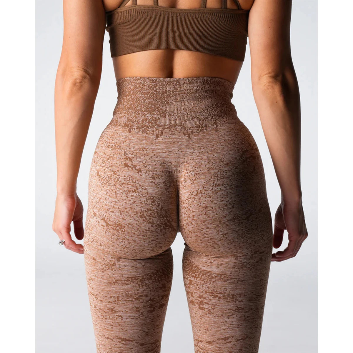 Kvinnors yogaleggings höftlyftande gym sömlösa sportbyxor hög midja fitnessleggings bubbelrumpa träning digital sömlös