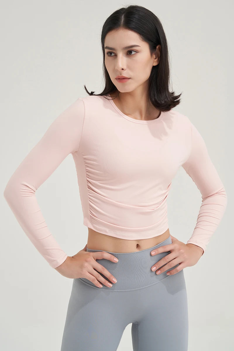 SOISOU Nylon Women Tops Gym Yoga Shirts Sportswear Tight Elastic Breathable Comfortable Sports Top Yoga Wear Womens Clothing