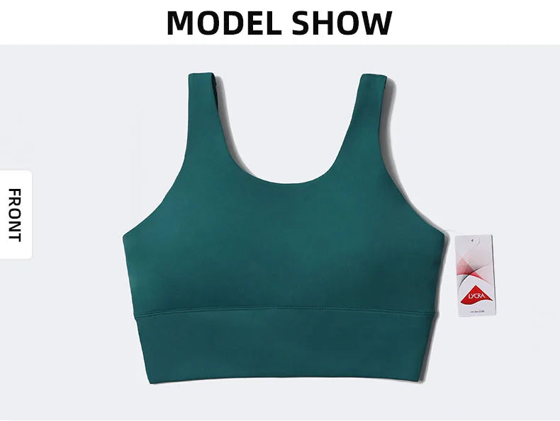 SOISOU Lycra Top Women Yoga Sports Bra Gym Fitness Crop Top Bras For Women Underwear Deep V Beautiful Back Chest Pad Removable