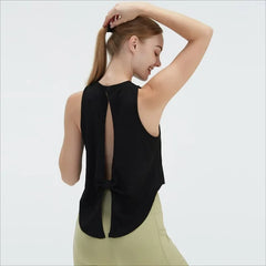  Sleeveless BeFit Yoga and Fitness Tank Top in [Blue]. Shows a comfortable, breathable fit perfect for studio stretching and running.