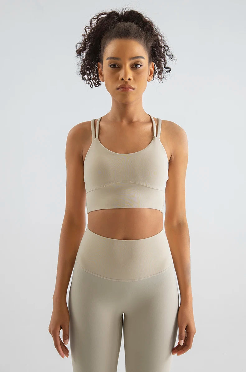 SOISOU New Nylon Yoga Set Women's Tracksuit Fitness Gym Two Piece Set Women Sports Bra Leggings Women Sportwear Breathable