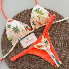 2026 New Women's Sexy Halter Bikini Set - Lace-up Brazilian Thong Swimwear