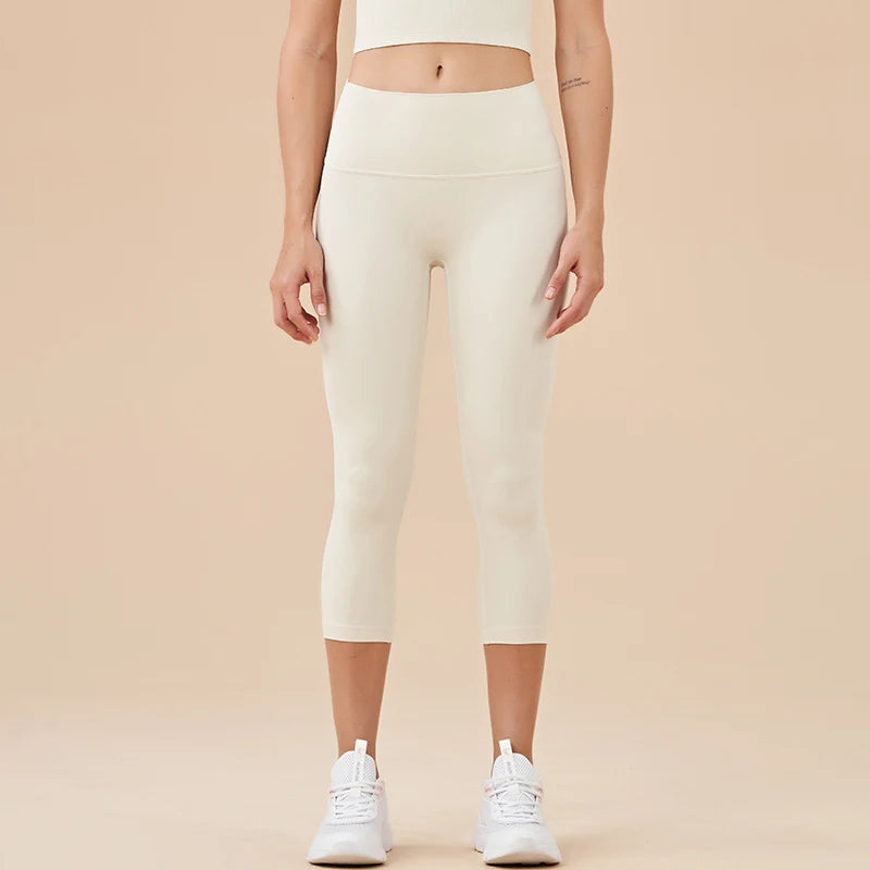 SOISOU Nylon Yoga Capri Pants Leggings Women's Pants Gym Sexy High Waist Tight Breathable Elastic Girl Sports Pants 13 Colors