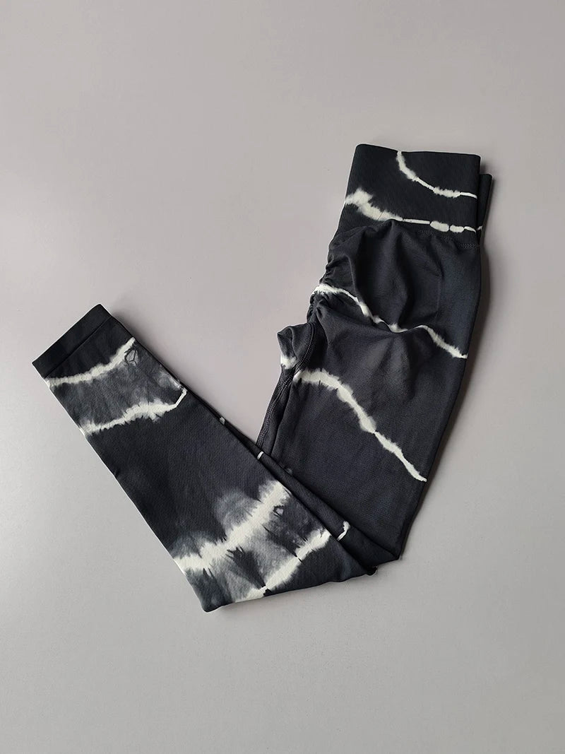 Tie-Dye High-Waist Yoga Leggings for Women Seamless Gym Sports Workout Tights Fitness Running Leggings