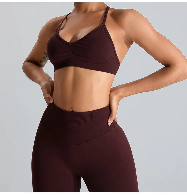NCLAGEN Seamless Push-Up Sports Bra – High Support, Adjustable Straps, Yoga Top