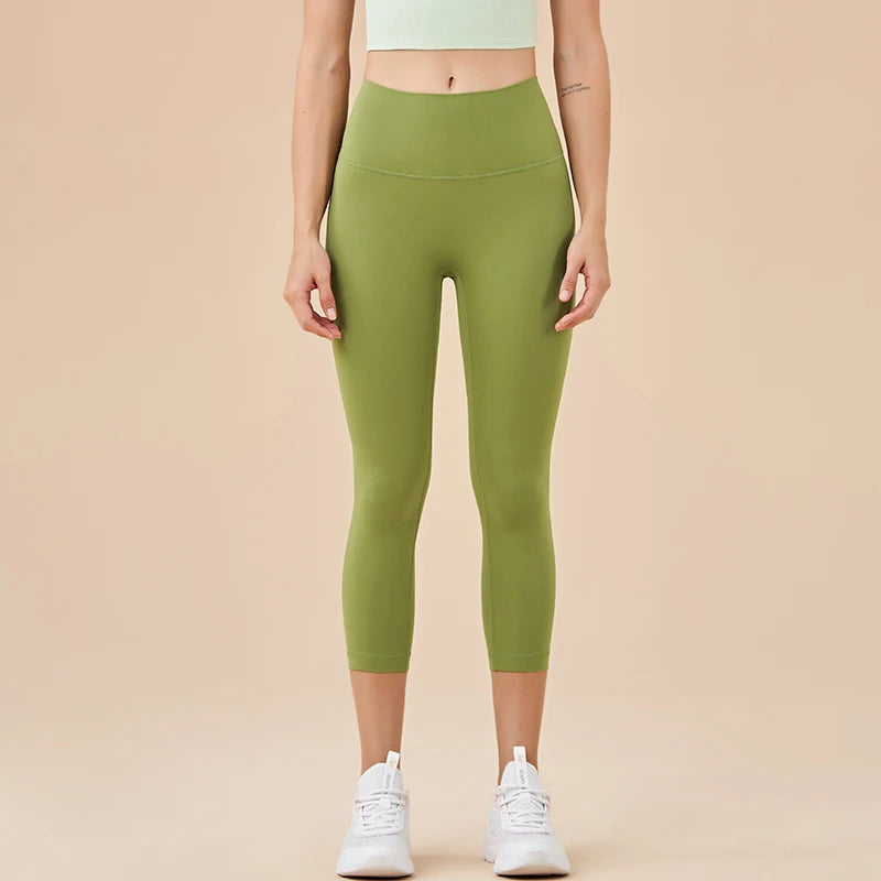 SOISOU Nylon Yoga Capri Pants Leggings Women's Pants Gym Sexy High Waist Tight Breathable Elastic Girl Sports Pants 13 Colors