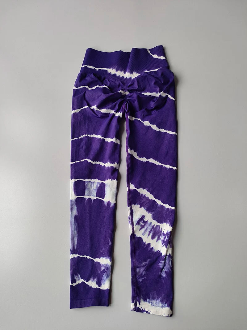 Tie-Dye High-Waist Yoga Leggings for Women Seamless Gym Sports Workout Tights Fitness Running Leggings